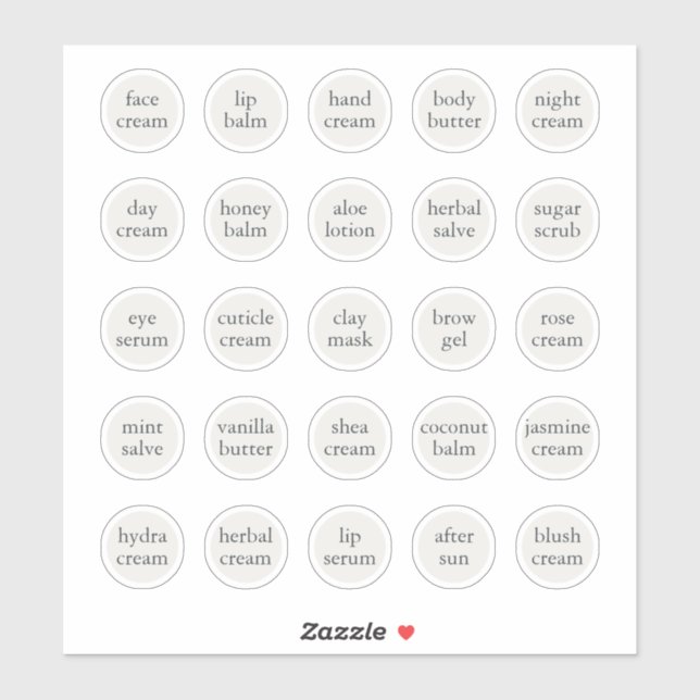 Adesivo Balão de Jar Cosmético Personalizável Branco de 1, (Folha)