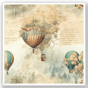 Adesivo Balão de Vintage Ar Quente em Paisagem Serena (8)