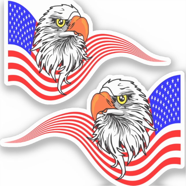 Adesivo Bald Eagle American USA Flag Patriotic Art   (Frente)