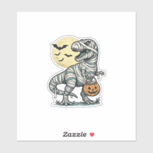 Adesivo Balde de Doces de T-Rex Múmia de Halloween Vetor V