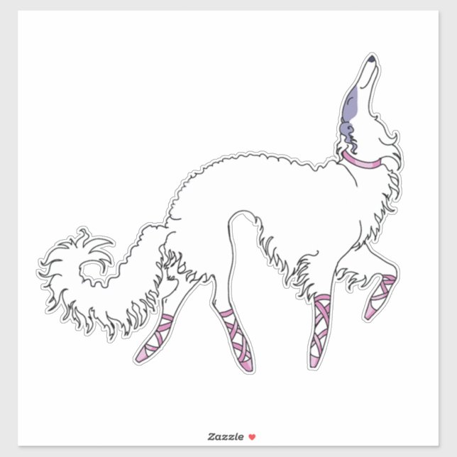 Adesivo Balé branco Borzoi Die Cut Vinyl Sticker (Folha)