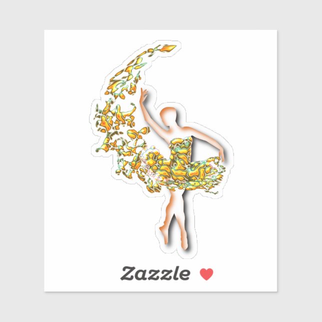 Adesivo Balé Dancer Fire Ballerina Sticker (Folha)