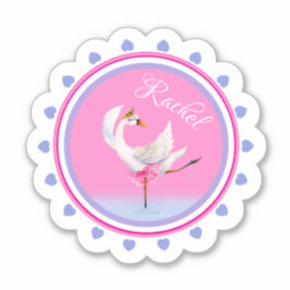 Adesivo Balé de dança branca, rosa, personalizado