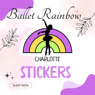 Adesivo Balé de Meninas Personalizadas Rainbow Pastel