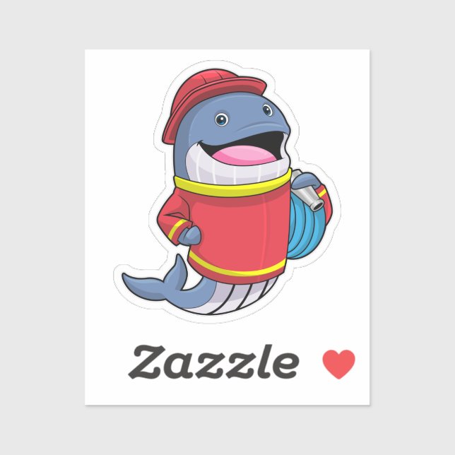 Adesivo Baleia como Bombeiro com Mangueira (Folha)