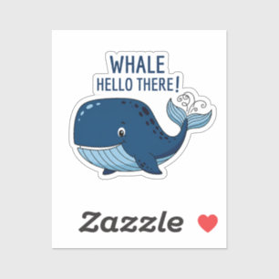 Adesivo Baleia Engraçada Olá Pun Cute Animal Oceânico