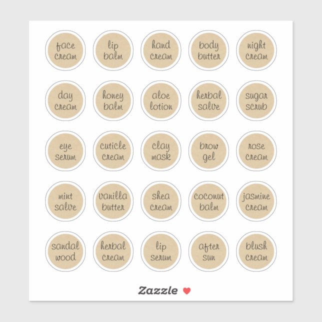 Adesivo Balm de Jar Cosmético Personalizável Kraft de 1,14 (Folha)