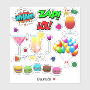Adesivo Balões de aniversário cocktails dizendo doces co