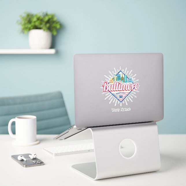 Adesivo Baltimore Maryland United States Skyline Vintage (Laptop na mesa)
