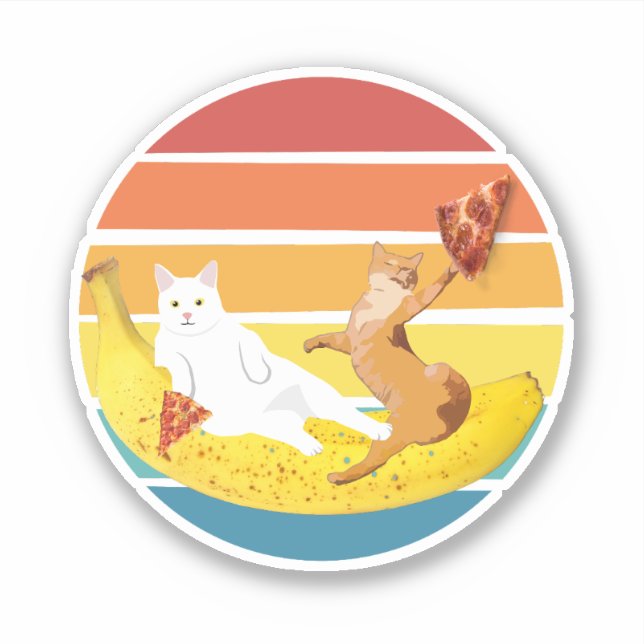 Adesivo Banana de equitação e pizza retrô (Frente)