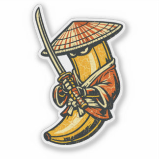 Adesivo Banana Ronin — Samurai Errante Fruta Divertida