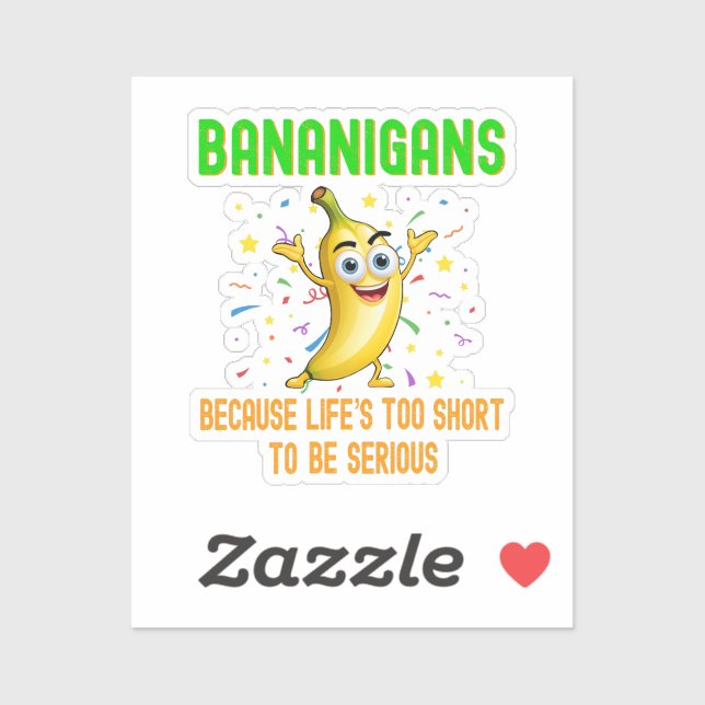 Adesivo Bananigans Engraçados Bananas, Fruta tropical amar (Folha)