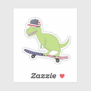 Adesivo Bandeira Americana Dinosaur Skateboard