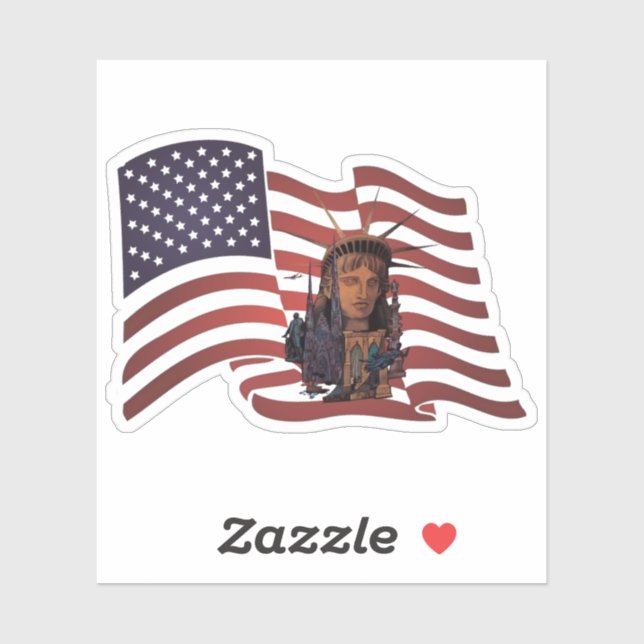 Adesivo Bandeira Americana e Estátua da Liberdade (Folha)