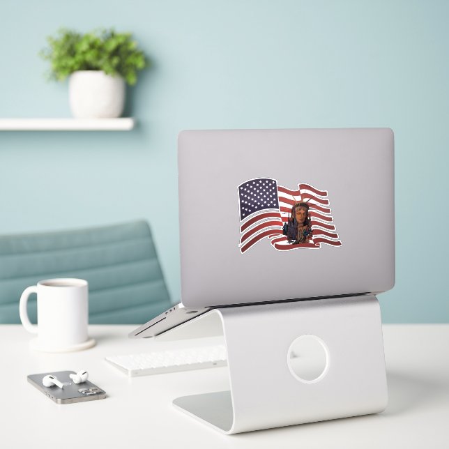 Adesivo Bandeira Americana e Estátua da Liberdade (Laptop na mesa)