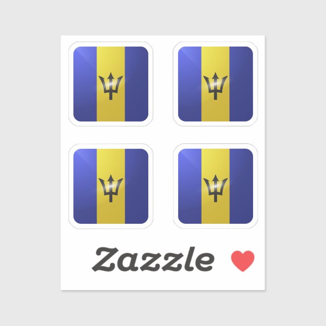 Adesivo Bandeira brilhante de Barbados (Folha)