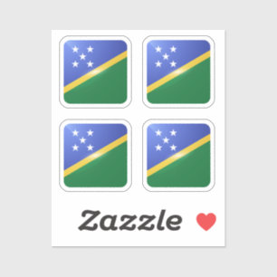 Adesivo Bandeira brilhante quadrada das Ilhas Salomão
