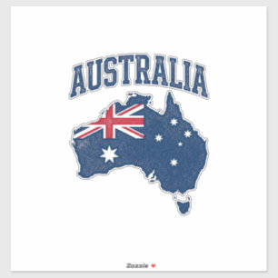 Adesivo Bandeira da Austrália Mapa Gráfico Antigo Maltrata
