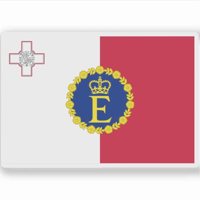 Adesivo Bandeira da Rainha Elizabeth II para Malta (1967) (Frente)