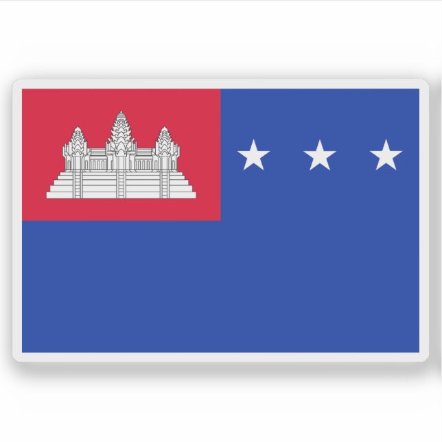Adesivo Bandeira da República Khmer, Camboja (1970-1975) (Frente)