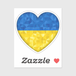 Adesivo Bandeira da Ucrânia. Amor à Ucrânia. Apoio. Coraçã