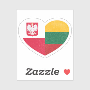 Adesivo Bandeira de Amor Cardíaco Polônia polonês Lituânia