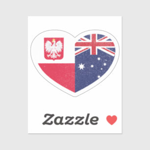 Adesivo Bandeira de Amor Coração Australiana Polônia polon