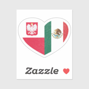 Adesivo Bandeira de Amor Coração Mexicano Polônia polonês 