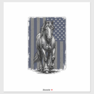 Adesivo Bandeira de Cavalo de Trato Patriótico Vintage Des