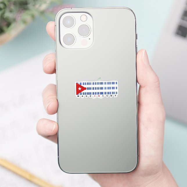 Adesivo Bandeira de Código de Barras Feito em Cuba (Telefone)