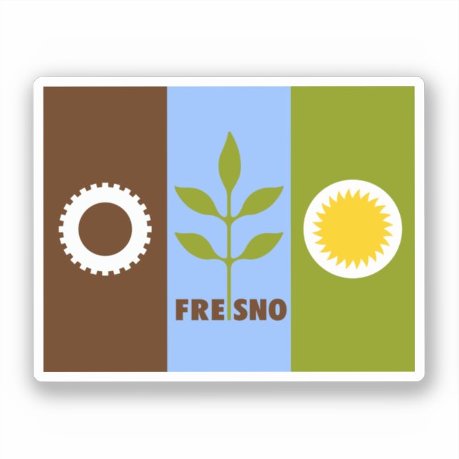 Adesivo Bandeira de Fresno, Califórnia (Frente)