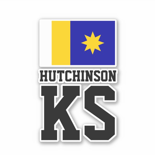 Adesivo Bandeira de Hutchinson, Kansas (Frente)