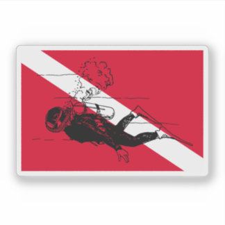 Adesivo Bandeira de mergulhador com ilustração de mergulha
