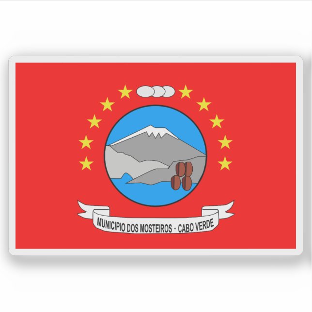 Adesivo Bandeira de Mosteiros, Cabo Verde (Cabo Verde) (Frente)
