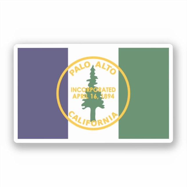 Adesivo Bandeira de Palo Alto, Califórnia (Frente)