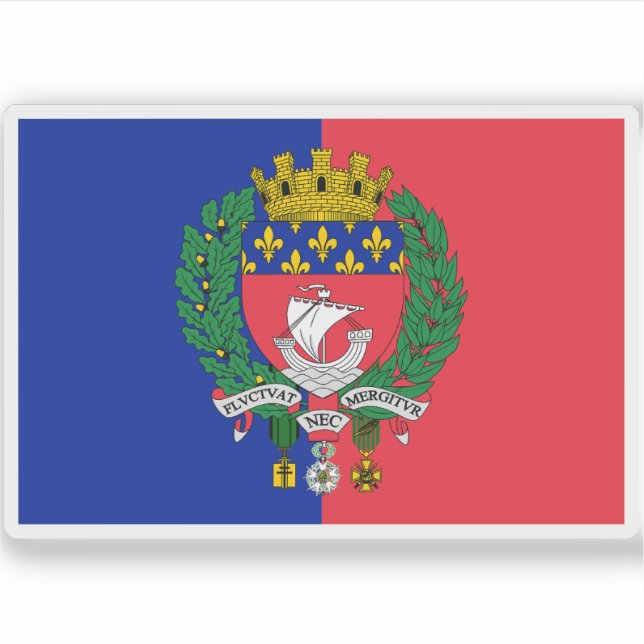 Adesivo Bandeira de Paris (com casaco de armas) (Frente)
