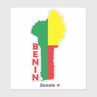 Adesivo Bandeira do Benim no Mapa do País