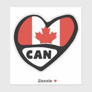 Adesivo Bandeira do Canadá Código do País Coração, CAN