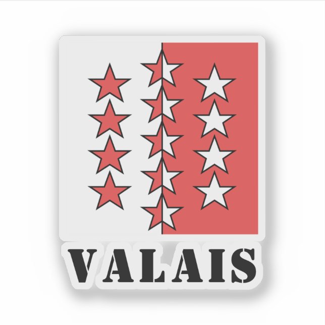 Adesivo Bandeira do Cantão de Valais, Suiça (Frente)