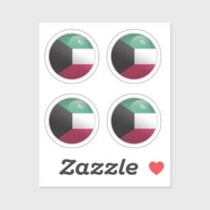 Adesivo Bandeira do Círculo Brilhante do Kuwait