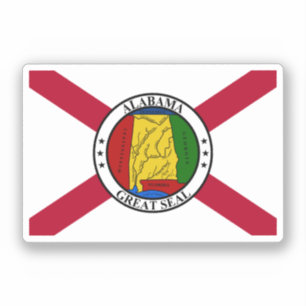 Adesivo Bandeira do Estado do Alabama/ selo estatal sobrep