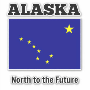 Adesivo Bandeira do estado do Alasca, rotulada com lema de