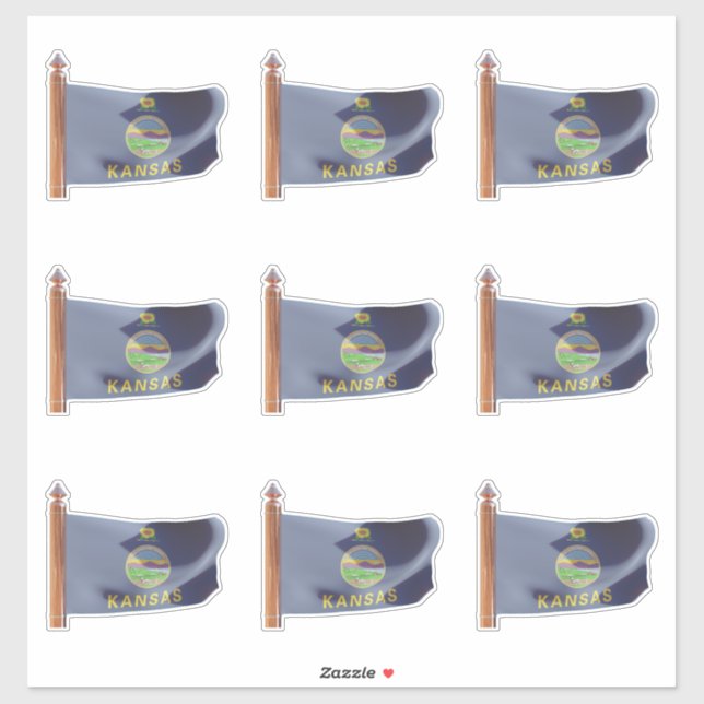 Adesivo Bandeira do Estado do Kansas (Folha)
