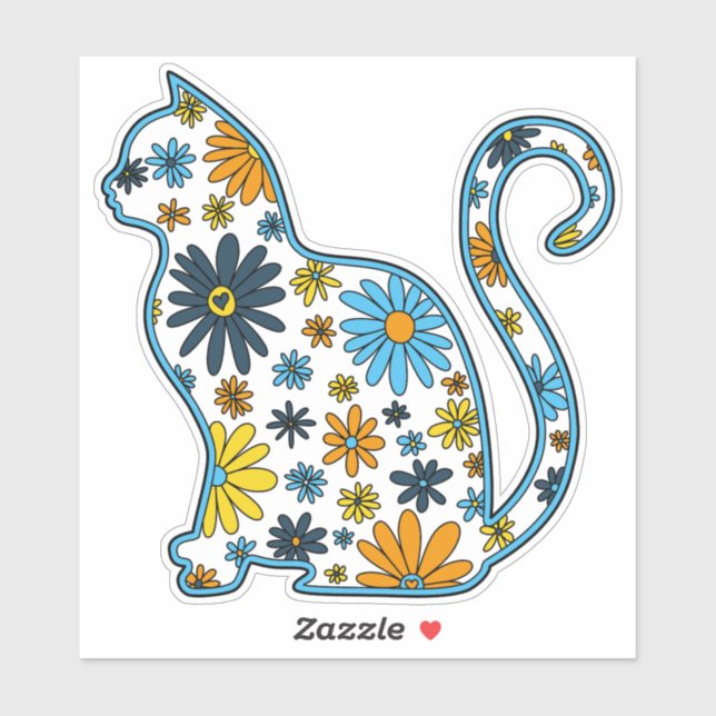 Adesivo Bandeira do Orgulho Sunset do Gato de Flor LGBTQ+  (Folha)