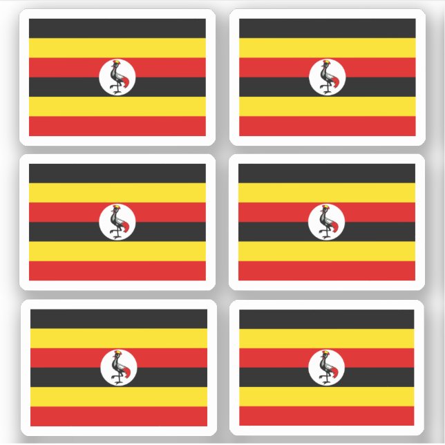 Adesivo Bandeira do Uganda - uma coleção (Frente)