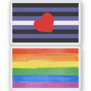 Adesivo Bandeira e Coração do Orgulho de Couro