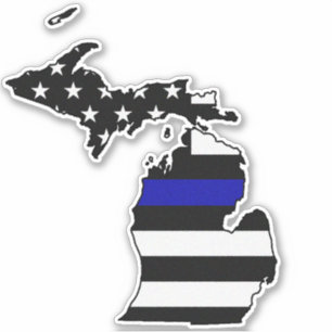 Adesivo Bandeira fina da linha azul Michigan