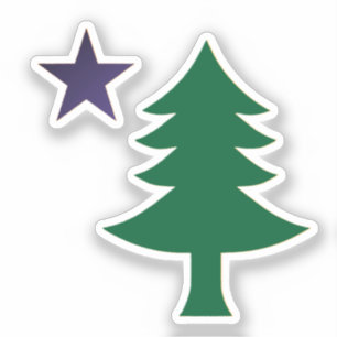 Adesivo Bandeira Histórica da Árvore de Pinheiro do Maine 