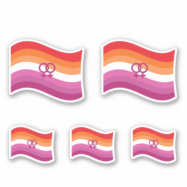 Adesivo Bandeira Ondulante Orgulho Amor Lesbiano Pôr do So (Frente)