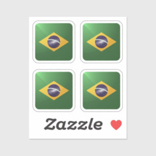 Adesivo bandeira quadrada brilhante do Brasil